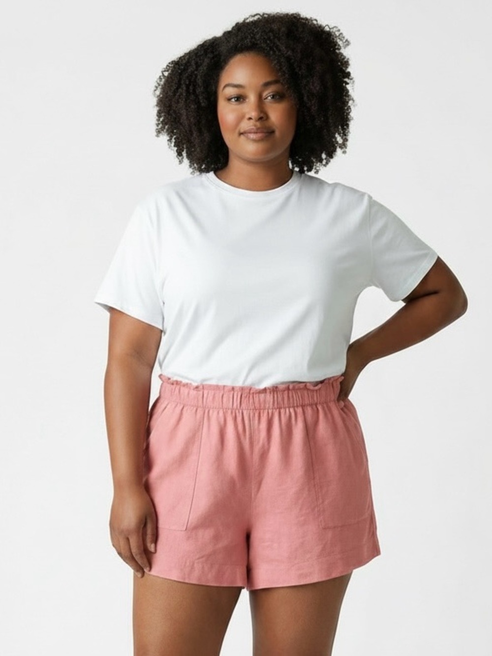 Abercrombie & Fitch Dusty Pink Linen Blend Paperbag Waist Shorts XL
